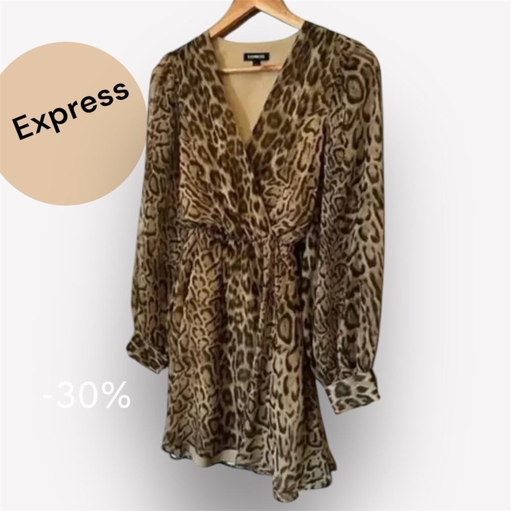 Express V Neck Animal‎ Print Dress Size XS